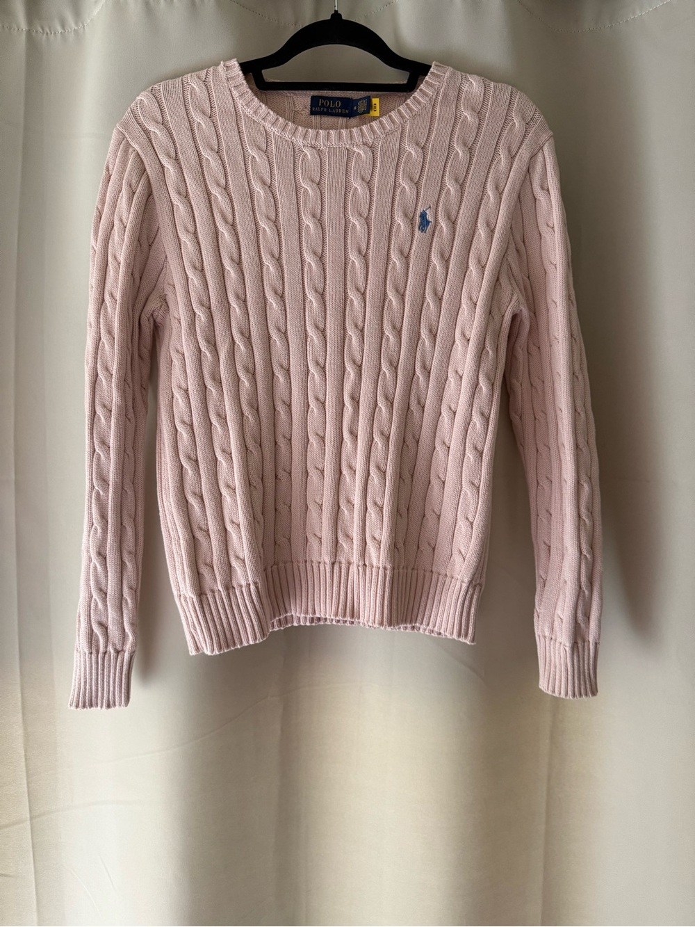 Polo by Ralph Lauren Light Pink Cable Knit Crewneck Sweater - Picture 2 of 4